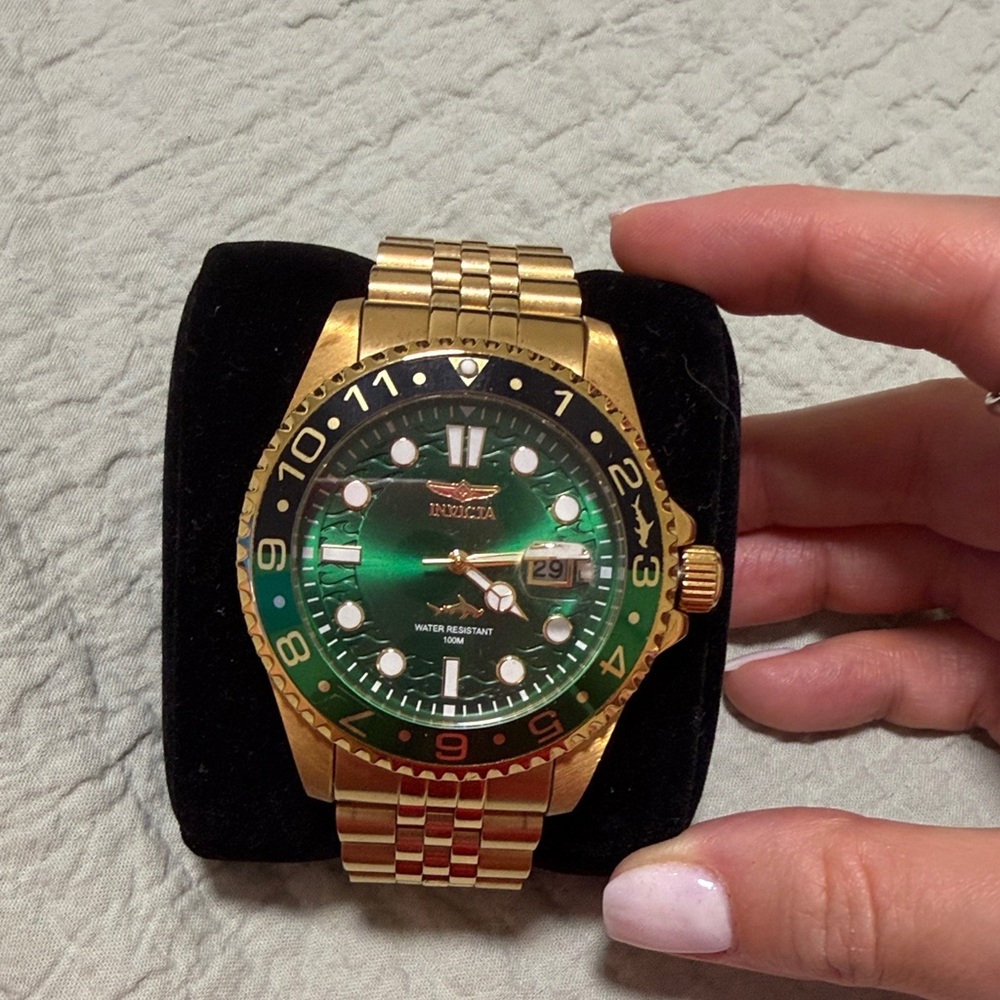 Invicta Gold Watch with Green Dial